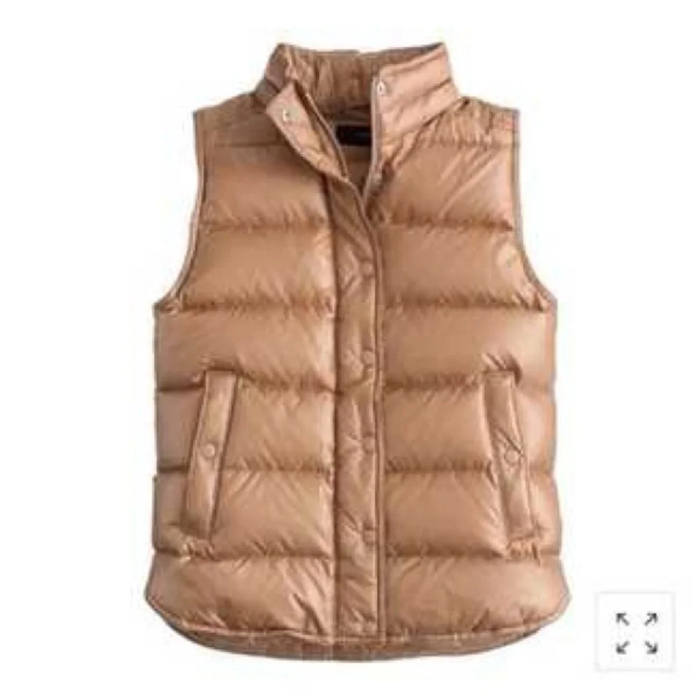 J. Crew Shiny Puffer Down Vest in Gold